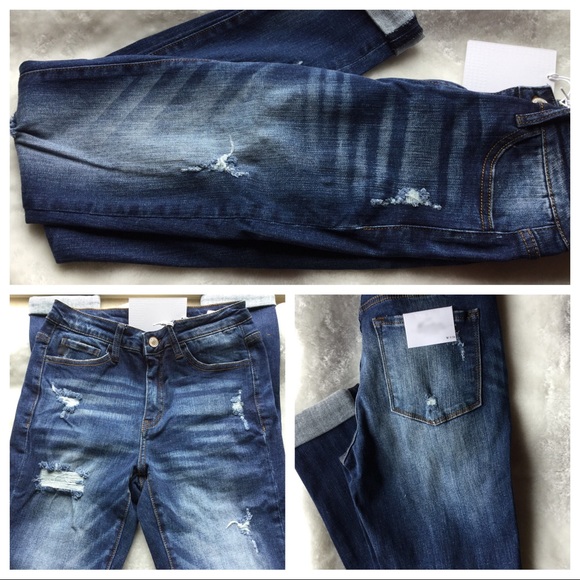 1 LEFT‼️ Dark Wash Destructive Skinnies - Picture 7 of 7